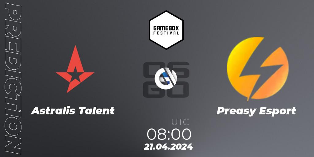 Astralis Talent - Preasy Esport: прогноз. 21.04.24, CS2 (CS:GO), Gamebox 2024