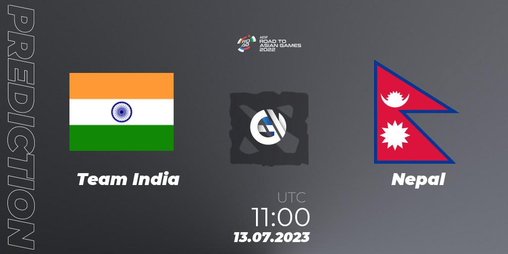 Team India - Nepal: прогноз. 13.07.2023 at 11:00, Dota 2, 2022 AESF Road to Asian Games - South Asia