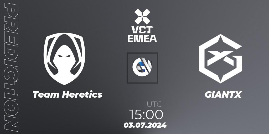 Team Heretics - GIANTX: прогноз. 03.07.2024 at 16:00, VALORANT, VALORANT Champions Tour 2024: EMEA League - Stage 2 - Group Stage