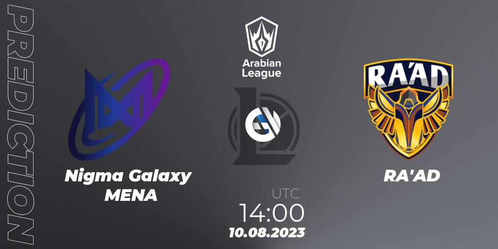 Nigma Galaxy MENA - RA'AD: прогноз. 10.08.23, LoL, Arabian League Summer 2023 - Playoffs