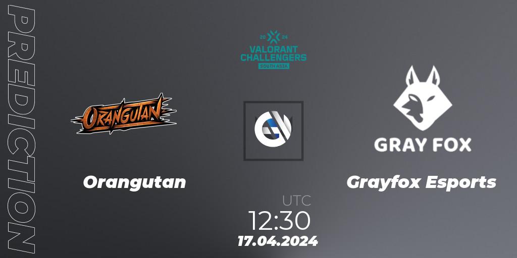 Orangutan - Grayfox Esports: прогноз. 30.04.24, VALORANT, VALORANT Challengers 2024 South Asia: Split 1 - Cup 2