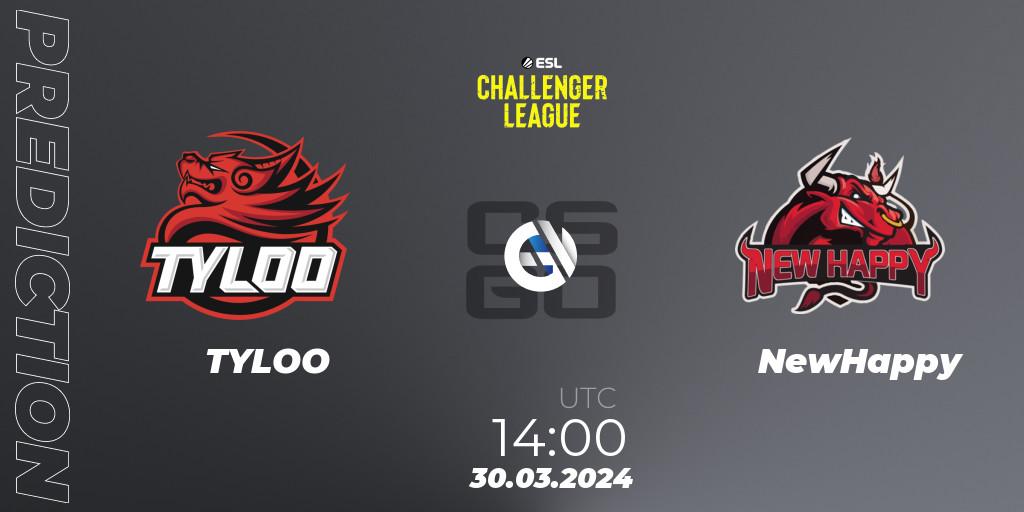 TYLOO - NewHappy: прогноз. 30.03.24, CS2 (CS:GO), ESL Challenger League Season 47: Asia