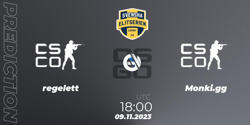 regelett - Monki.gg: прогноз. 09.11.2023 at 18:00, Counter-Strike (CS2), Svenska Elitserien Fall 2023: Online Stage