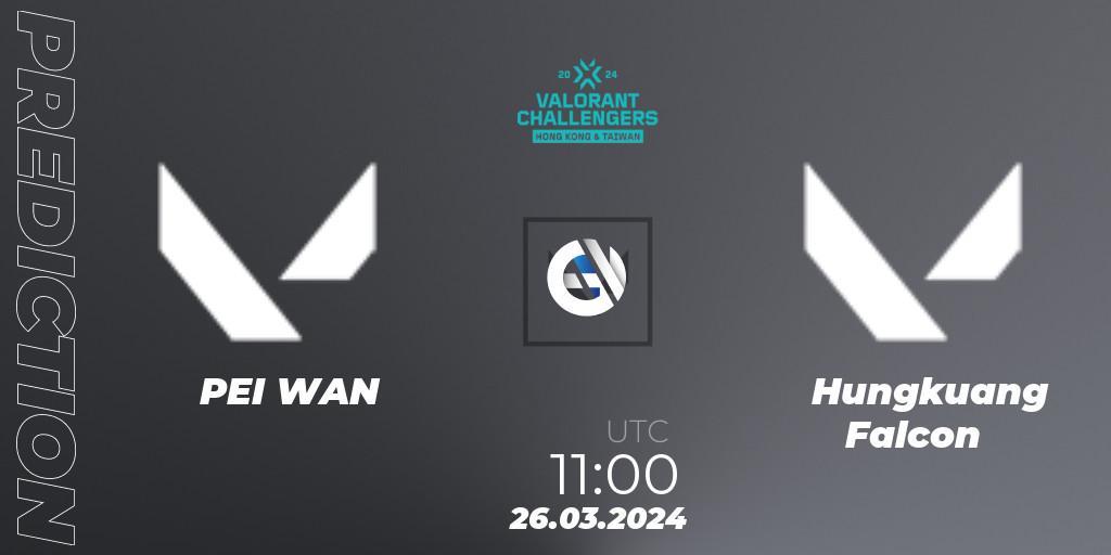 PEI WAN - Hungkuang Falcon: прогноз. 26.03.2024 at 13:00, VALORANT, VALORANT Challengers Hong Kong and Taiwan 2024: Split 1
