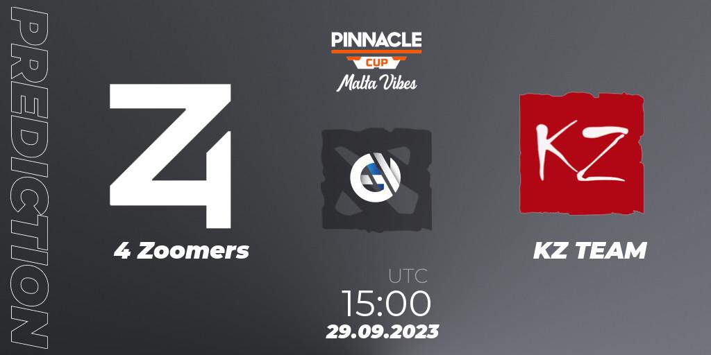 4 Zoomers - KZ TEAM: прогноз. 29.09.2023 at 15:15, Dota 2, Pinnacle Cup: Malta Vibes #4