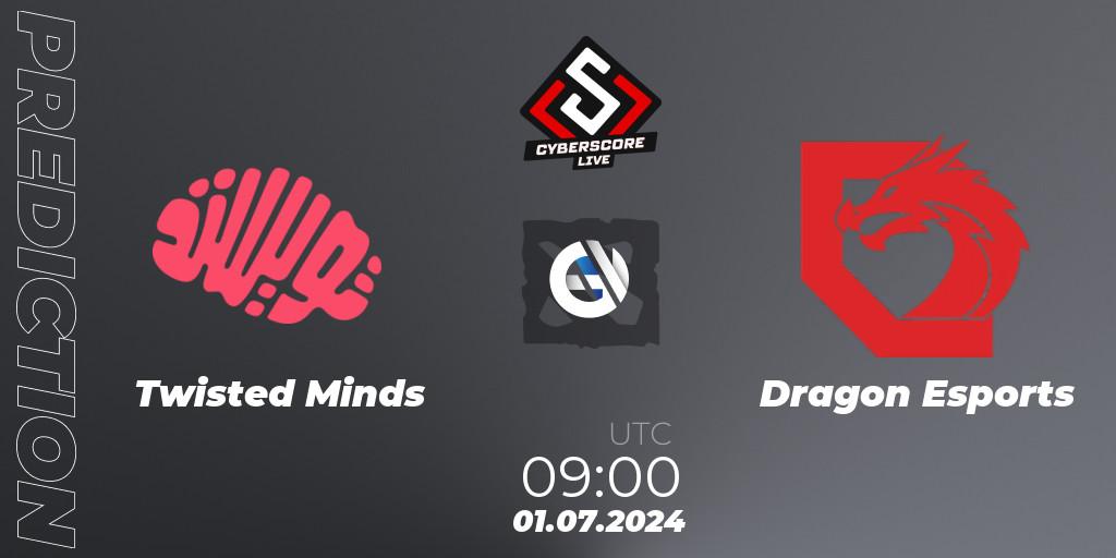Twisted Minds - Dragon Esports: прогноз. 01.07.2024 at 09:20, Dota 2, CyberScore Cup