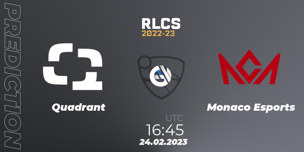 Quadrant - Monaco Esports: прогноз. 24.02.2023 at 16:45, Rocket League, RLCS 2022-23 - Winter: Europe Regional 3 - Winter Invitational