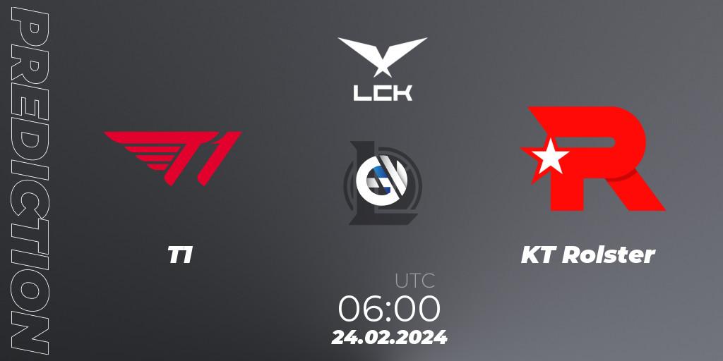 T1 - KT Rolster: прогноз. 24.02.2024 at 06:00, LoL, LCK Spring 2024 - Group Stage