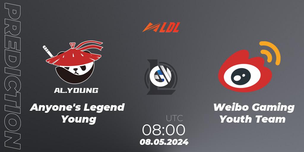 Anyone's Legend Young - Weibo Gaming Youth Team: прогноз. 08.05.2024 at 08:00, LoL, LDL 2024 - Stage 2