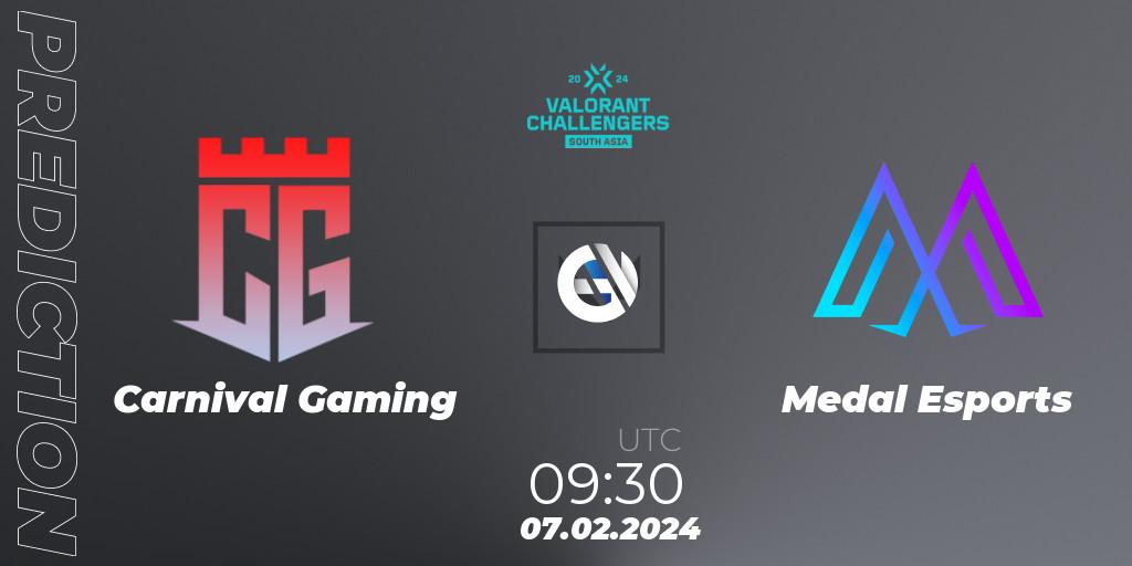 Carnival Gaming - Medal Esports: прогноз. 07.02.2024 at 09:30, VALORANT, VALORANT Challengers 2024: South Asia Split 1 - Cup 1
