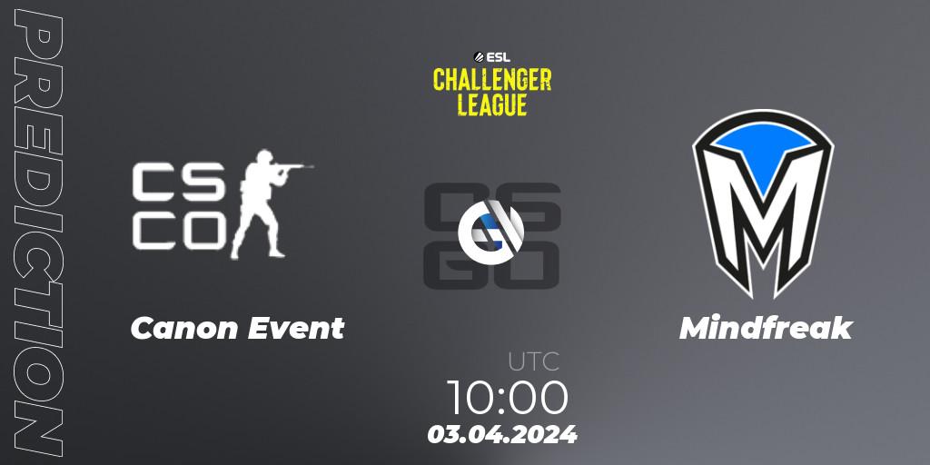 Canon Event - Mindfreak: прогноз. 03.04.2024 at 10:00, Counter-Strike (CS2), ESL Challenger League Season 47: Oceania