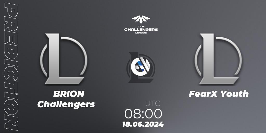 BRION Challengers - FearX Youth: прогноз. 18.06.2024 at 08:00, LoL, LCK Challengers League 2024 Summer - Group Stage