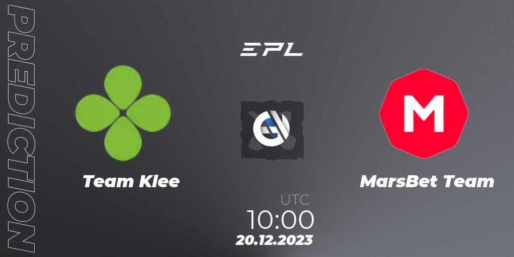 Team Klee - MarsBet Team: прогноз. 20.12.2023 at 10:00, Dota 2, European Pro League Season 15
