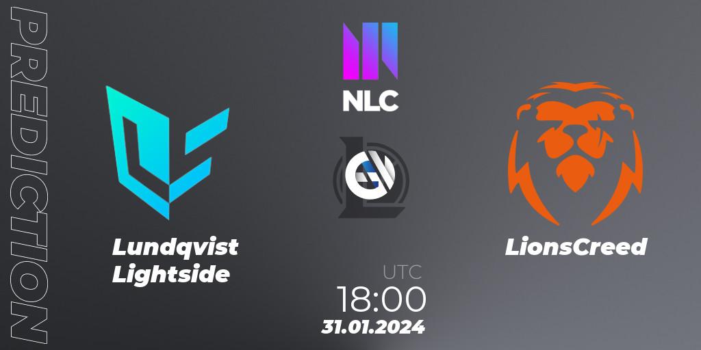 Lundqvist Lightside - LionsCreed: прогноз. 31.01.2024 at 18:00, LoL, NLC 1st Division Spring 2024