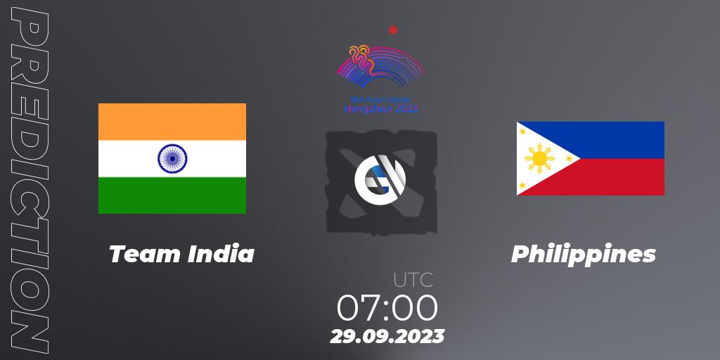 Team India - Philippines: прогноз. 29.09.2023 at 07:00, Dota 2, 2022 Asian Games