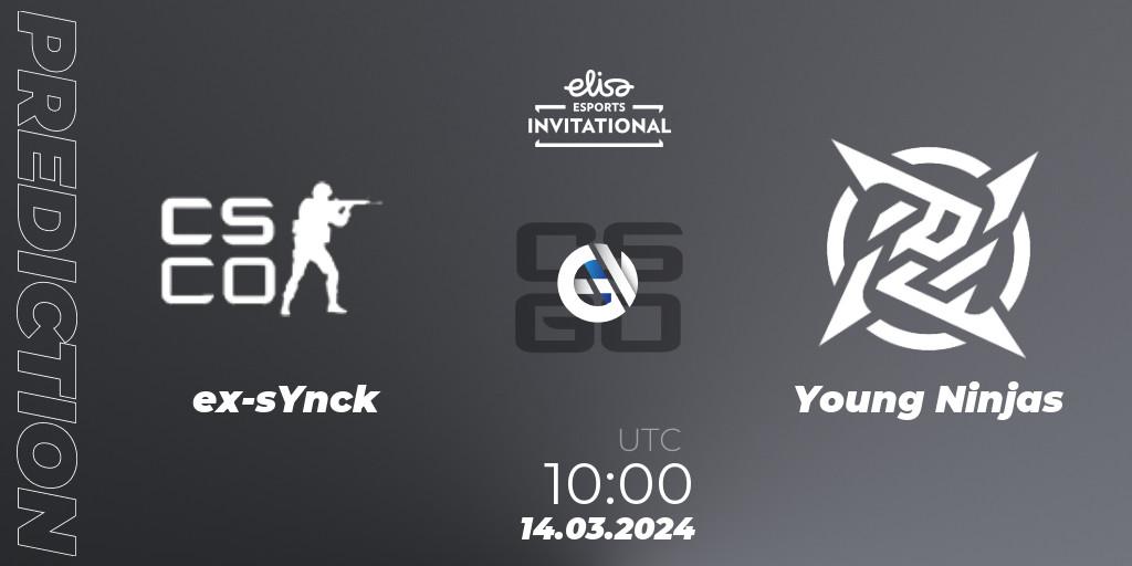 ex-sYnck - Young Ninjas: прогноз. 14.03.24, CS2 (CS:GO), Elisa Invitational Spring 2024 Contenders