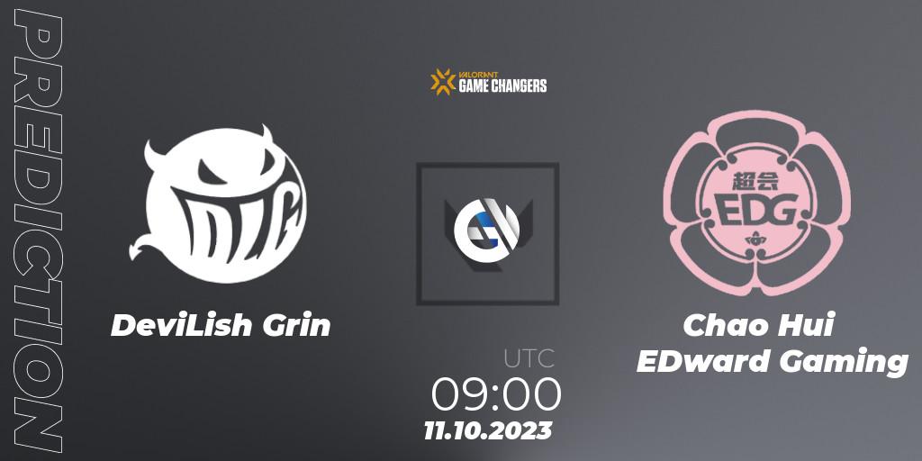DeviLish Grin - Chao Hui EDward Gaming: прогноз. 11.10.2023 at 09:00, VALORANT, VALORANT Champions Tour 2023: Game Changers China Qualifier