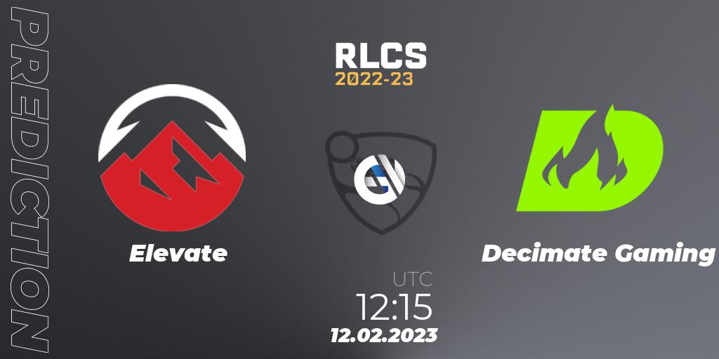 Elevate - Decimate Gaming: прогноз. 12.02.2023 at 12:15, Rocket League, RLCS 2022-23 - Winter: Asia-Pacific Regional 2 - Winter Cup