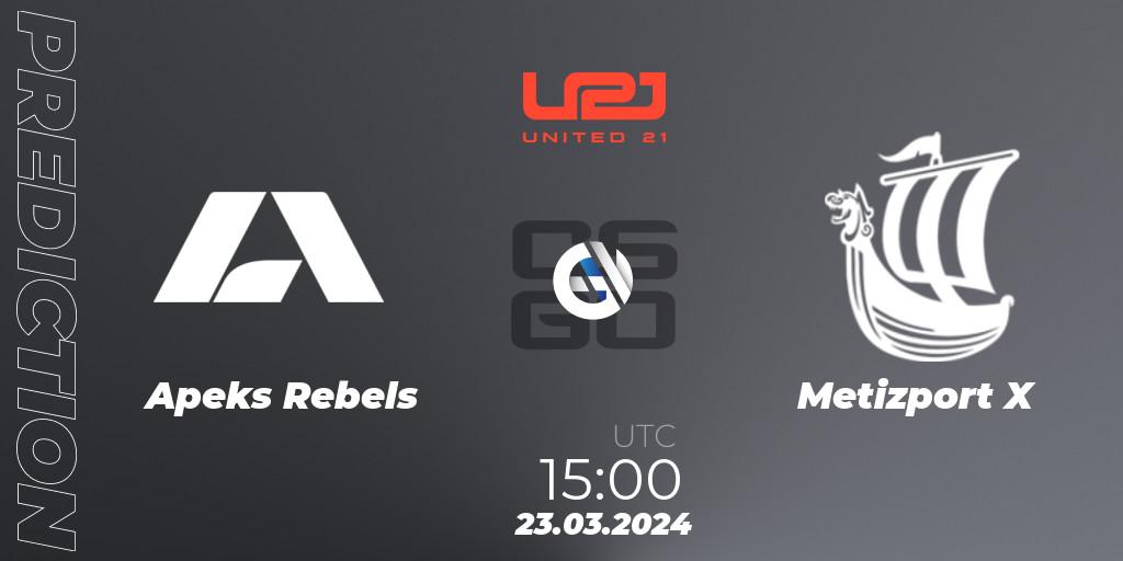 Apeks Rebels - Metizport X: прогноз. 23.03.2024 at 15:00, Counter-Strike (CS2), United21 Season 12: Division 2