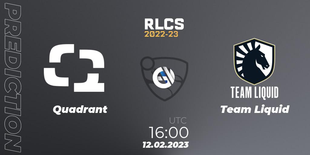 Quadrant - Team Liquid: прогноз. 12.02.2023 at 16:00, Rocket League, RLCS 2022-23 - Winter: Europe Regional 2 - Winter Cup