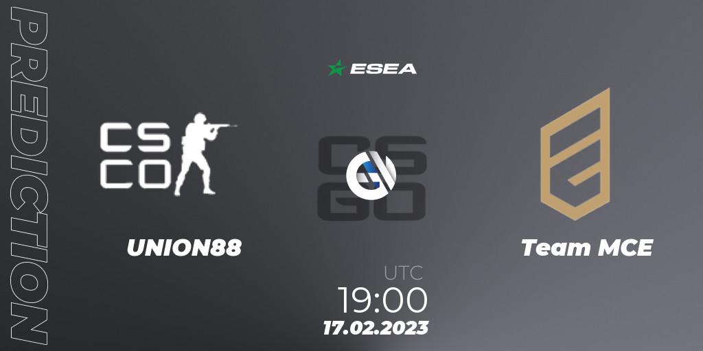UNION88 - Team MCE: прогноз. 17.02.23, CS2 (CS:GO), ESEA Season 44: Advanced Division - Europe
