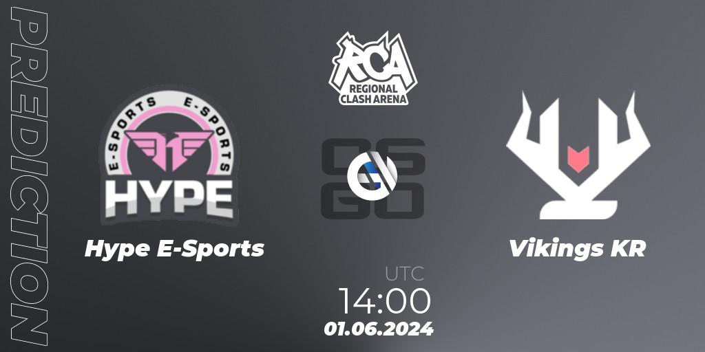 Hype E-Sports - Vikings KR: прогноз. 01.06.2024 at 14:00, Counter-Strike (CS2), Regional Clash Arena South America: Closed Qualifier