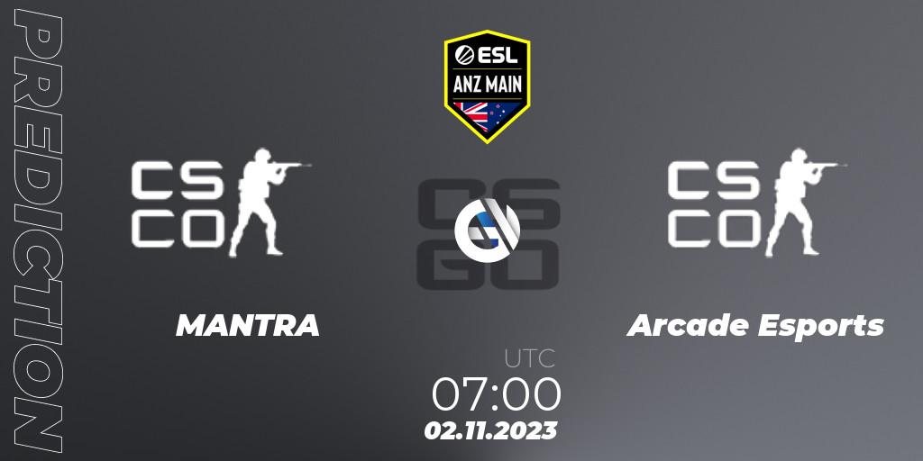 MANTRA - Arcade Esports: прогноз. 02.11.2023 at 07:00, Counter-Strike (CS2), ESL ANZ Main Season 17