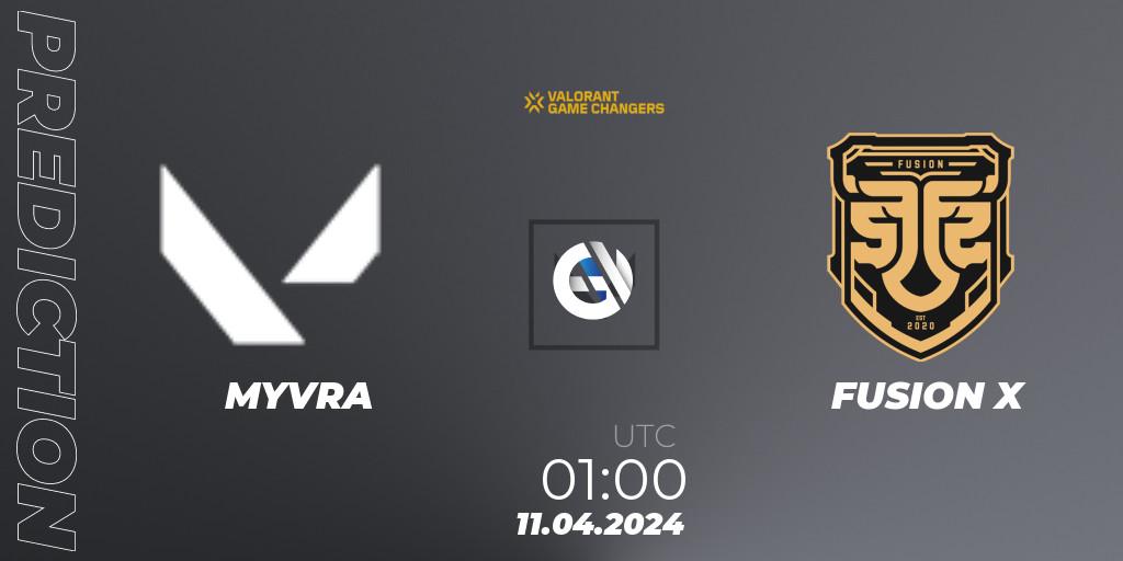 MYVRA - FUSION X: прогноз. 11.04.2024 at 01:00, VALORANT, VCT 2024: Game Changers LAN - Opening