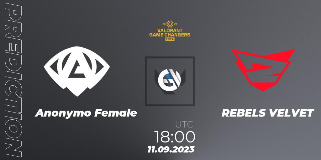 Anonymo Female - REBELS VELVET: прогноз. 11.09.2023 at 18:30, VALORANT, VCT 2023: Game Changers EMEA Stage 3 - Group Stage