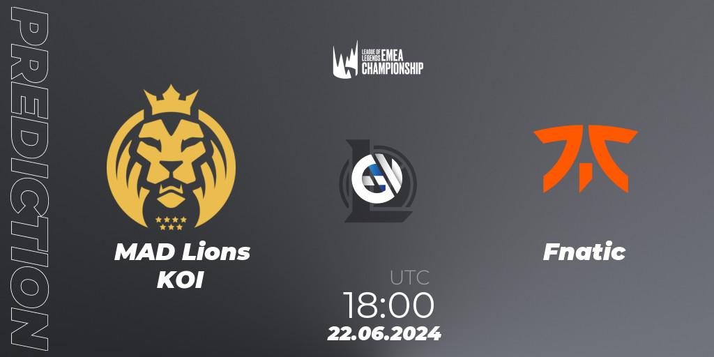 MAD Lions KOI - Fnatic: прогноз. 22.06.2024 at 18:00, LoL, LEC Summer 2024 - Regular Season