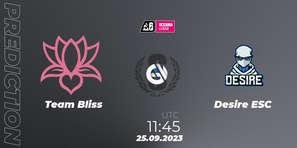 Team Bliss - Desire ESC: прогноз. 25.09.2023 at 11:45, Rainbow Six, Oceania League 2023 - Stage 2