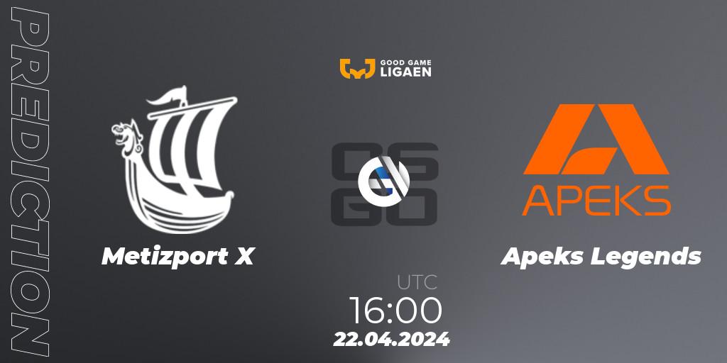 Metizport X - Apeks Legends: прогноз. 22.04.2024 at 16:00, Counter-Strike (CS2), Good Game-ligaen Spring 2024