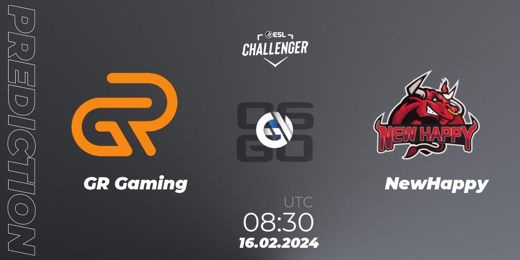 GR Gaming - NewHappy: прогноз. 16.02.2024 at 08:30, Counter-Strike (CS2), ESL Challenger #56: Asian Qualifier