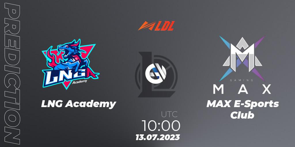 LNG Academy - MAX E-Sports Club: прогноз. 13.07.2023 at 10:00, LoL, LDL 2023 - Regular Season - Stage 3