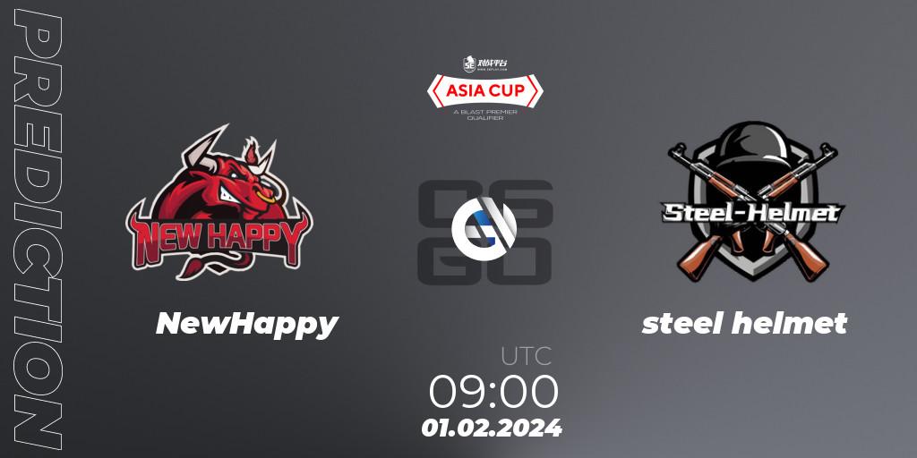 NewHappy - steel helmet: прогноз. 01.02.24, CS2 (CS:GO), 5E Arena Asia Cup Spring 2024 - BLAST Premier Qualifier