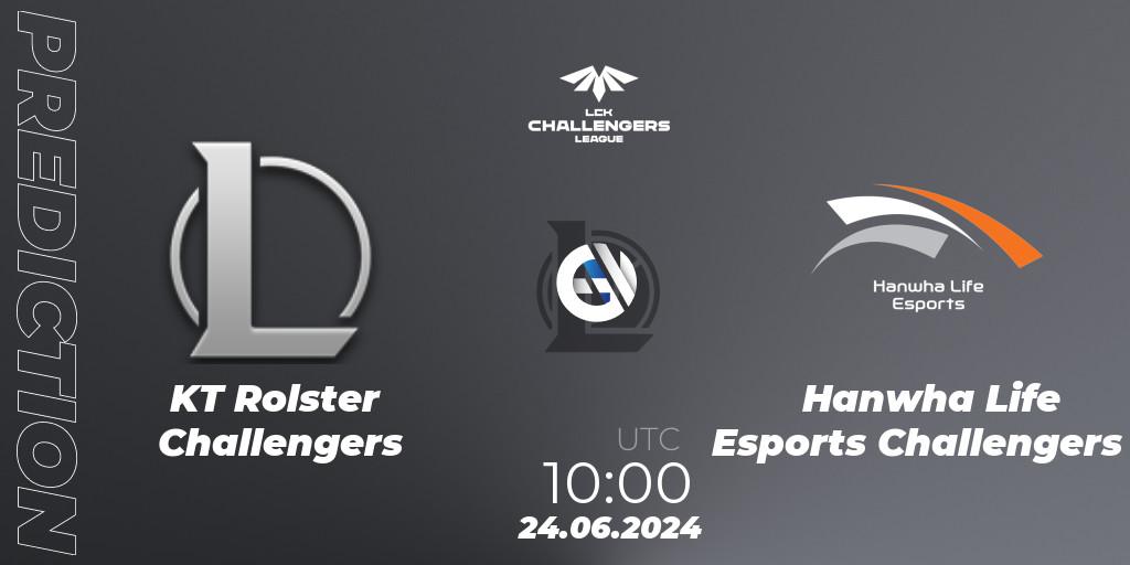 KT Rolster Challengers - Hanwha Life Esports Challengers: прогноз. 24.06.2024 at 10:00, LoL, LCK Challengers League 2024 Summer - Group Stage