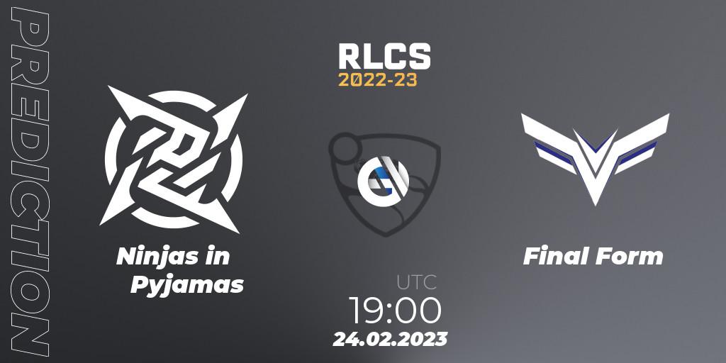 Ninjas in Pyjamas - Final Form: прогноз. 24.02.2023 at 19:00, Rocket League, RLCS 2022-23 - Winter: South America Regional 3 - Winter Invitational