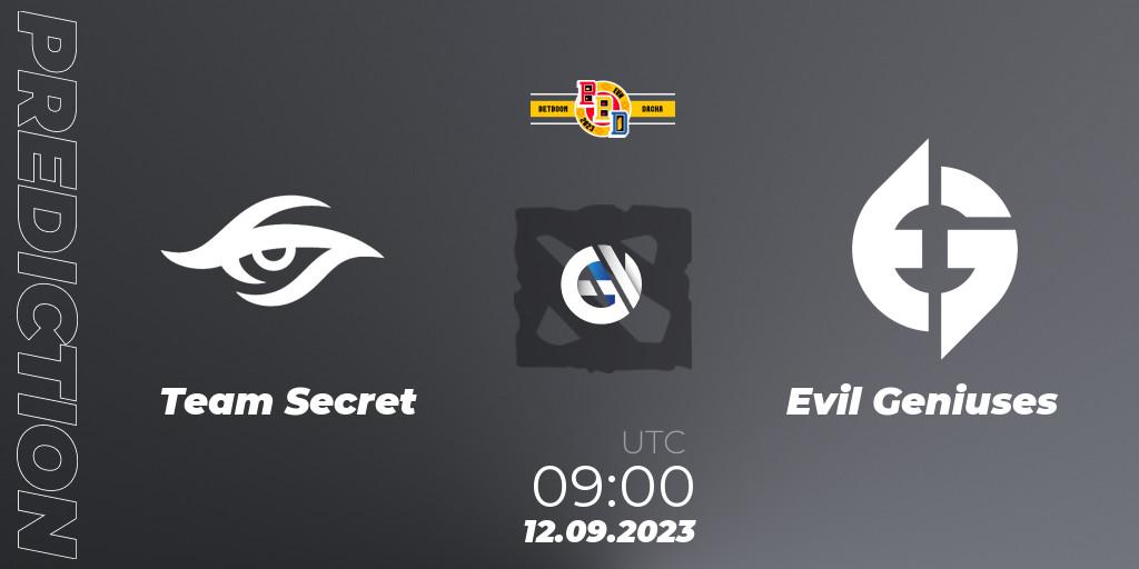 Team Secret - Evil Geniuses: прогноз. 12.09.2023 at 09:17, Dota 2, BetBoom Dacha