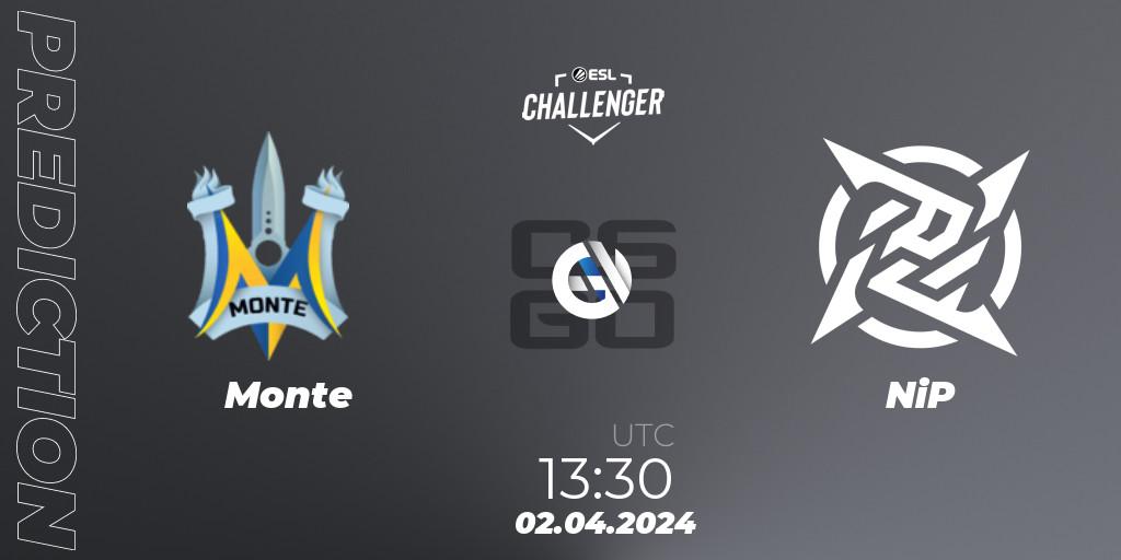 Monte - NiP: прогноз. 02.04.2024 at 13:30, Counter-Strike (CS2), ESL Challenger #57: European Closed Qualifier