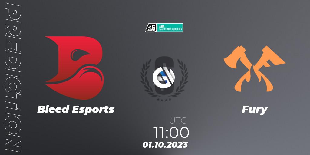 Bleed Esports - Fury: прогноз. 01.10.2023 at 11:00, Rainbow Six, Asia League 2023 - Stage 2 - Last Chance Qualifiers