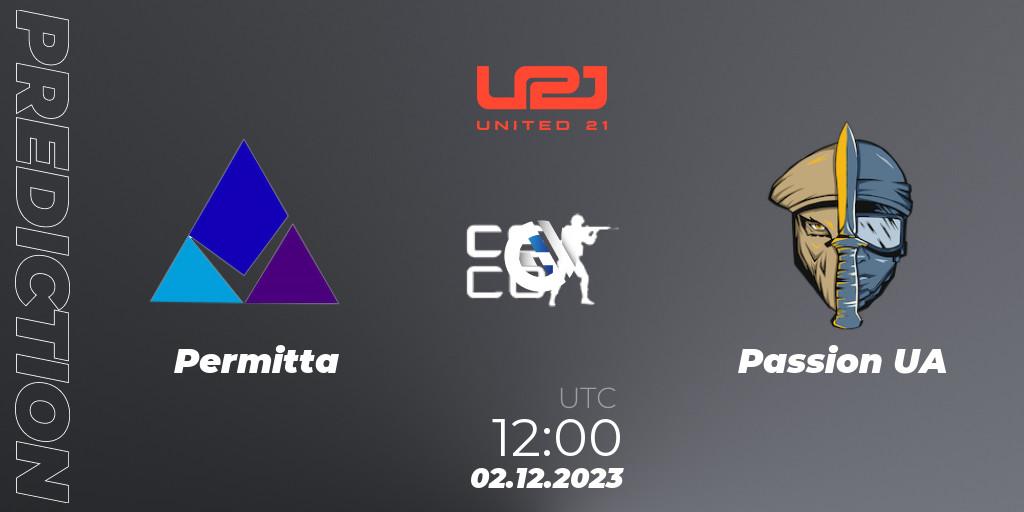 Permitta - Passion UA: прогноз. 02.12.2023 at 12:00, Counter-Strike (CS2), United21 Season 9