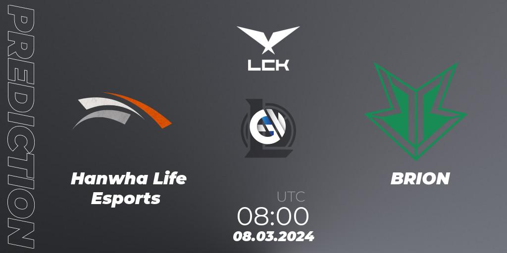 Hanwha Life Esports - BRION: прогноз. 08.03.2024 at 08:00, LoL, LCK Spring 2024 - Group Stage