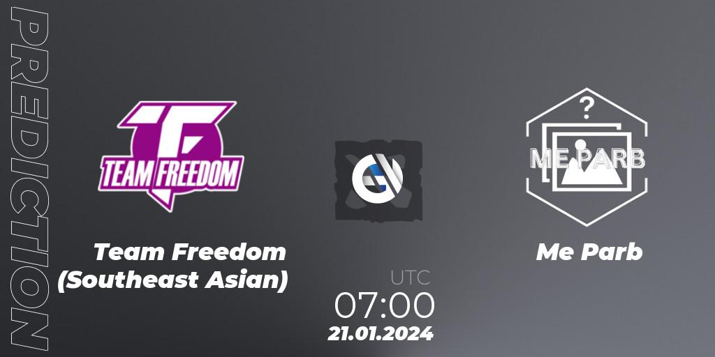 Team Freedom (Southeast Asian) - Me Parb: прогноз. 21.01.2024 at 07:13, Dota 2, New Year Cup 2024