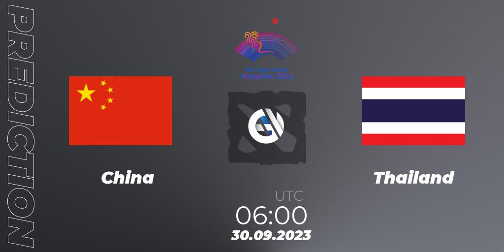 China - Thailand: прогноз. 30.09.2023 at 06:00, Dota 2, 2022 Asian Games