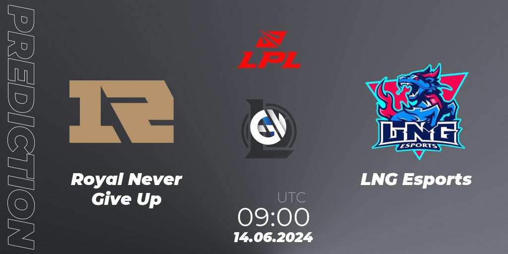Royal Never Give Up - LNG Esports: прогноз. 14.06.2024 at 09:00, LoL, LPL 2024 Summer - Group Stage