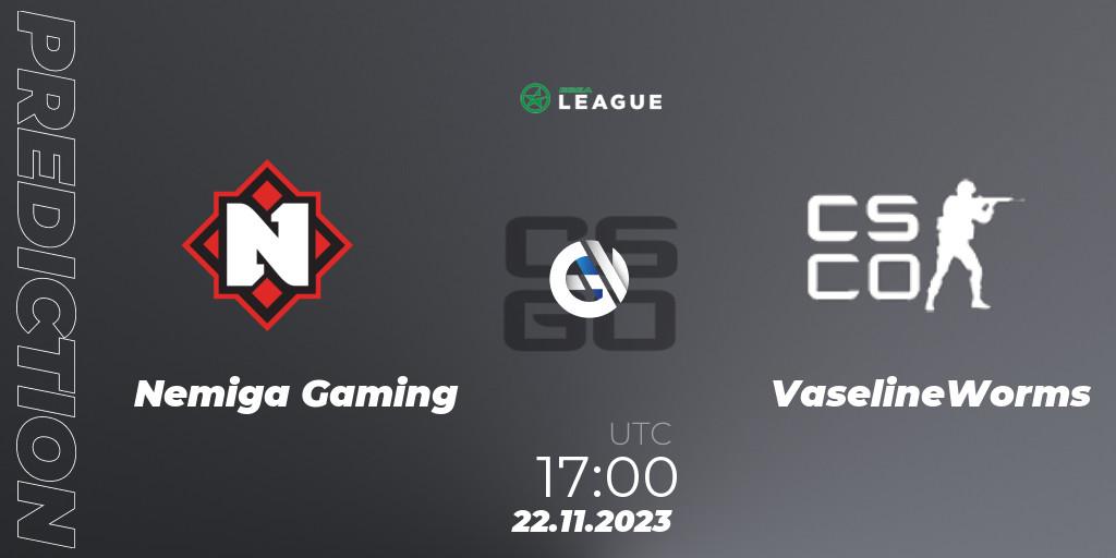 Nemiga Gaming - VaselineWorms: прогноз. 22.11.2023 at 17:00, Counter-Strike (CS2), ESEA Season 47: Advanced Division - Europe