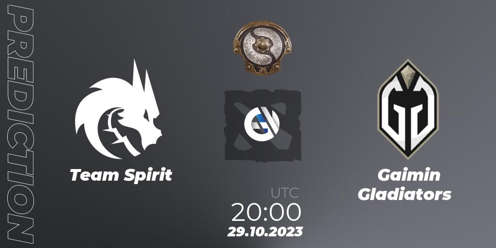 Team Spirit - Gaimin Gladiators: прогноз. 29.10.2023 at 20:48, Dota 2, The International 2023
