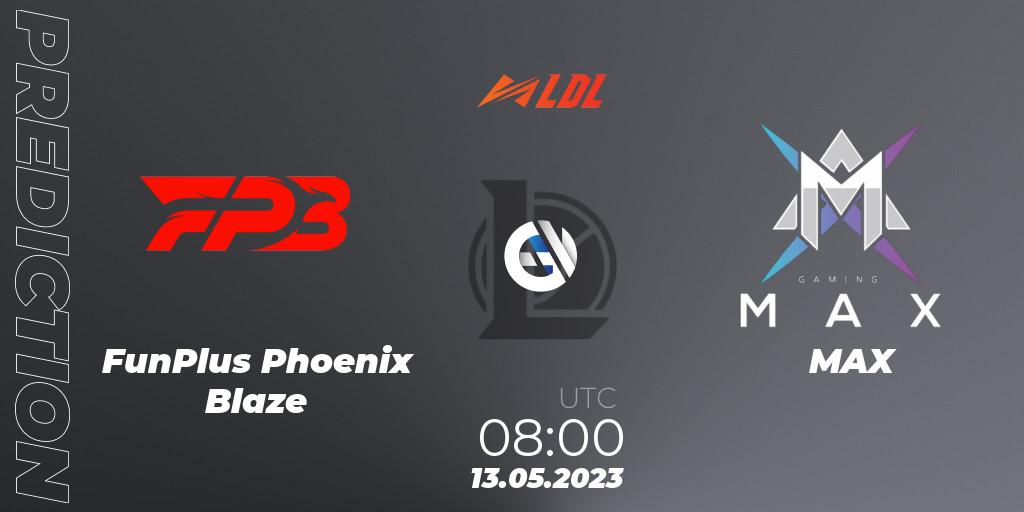 FunPlus Phoenix Blaze - MAX: прогноз. 13.05.2023 at 09:05, LoL, LDL 2023 - Regular Season - Stage 2