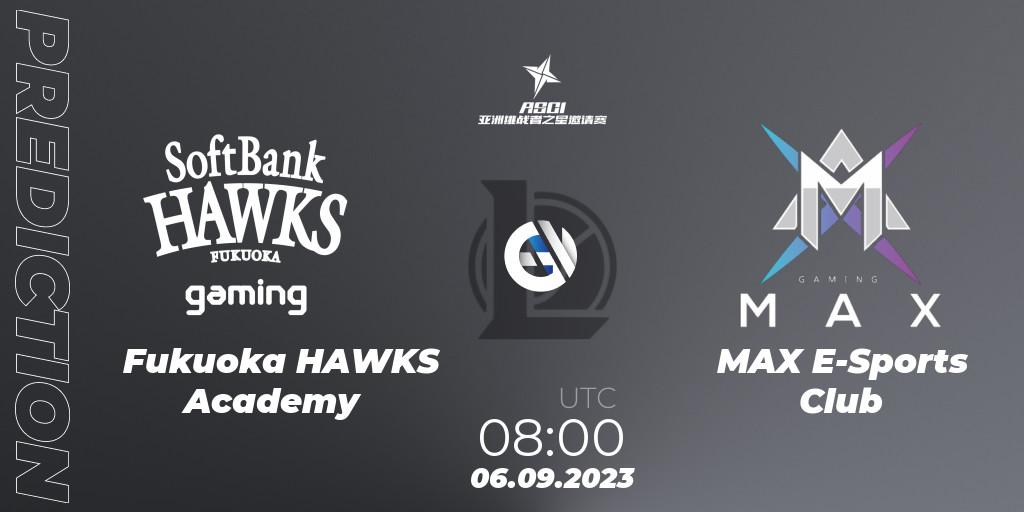 Fukuoka HAWKS Academy - MAX E-Sports Club: прогноз. 06.09.2023 at 08:00, LoL, Asia Star Challengers Invitational 2023
