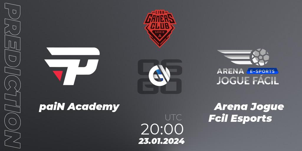 paiN Academy - Arena Jogue Fácil Esports: прогноз. 23.01.2024 at 20:00, Counter-Strike (CS2), Gamers Club Liga Série A: January 2024